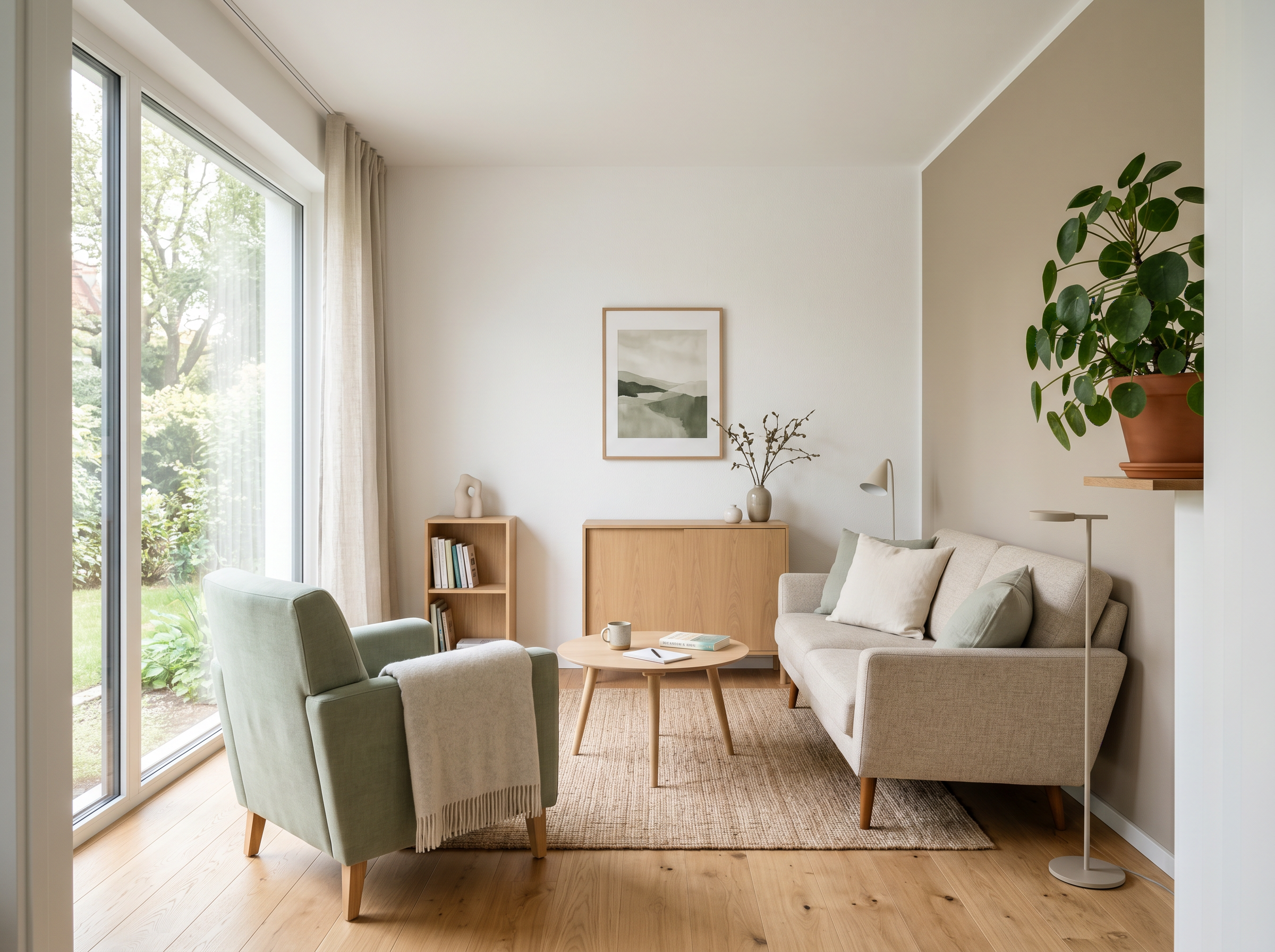Calm modern therapy office